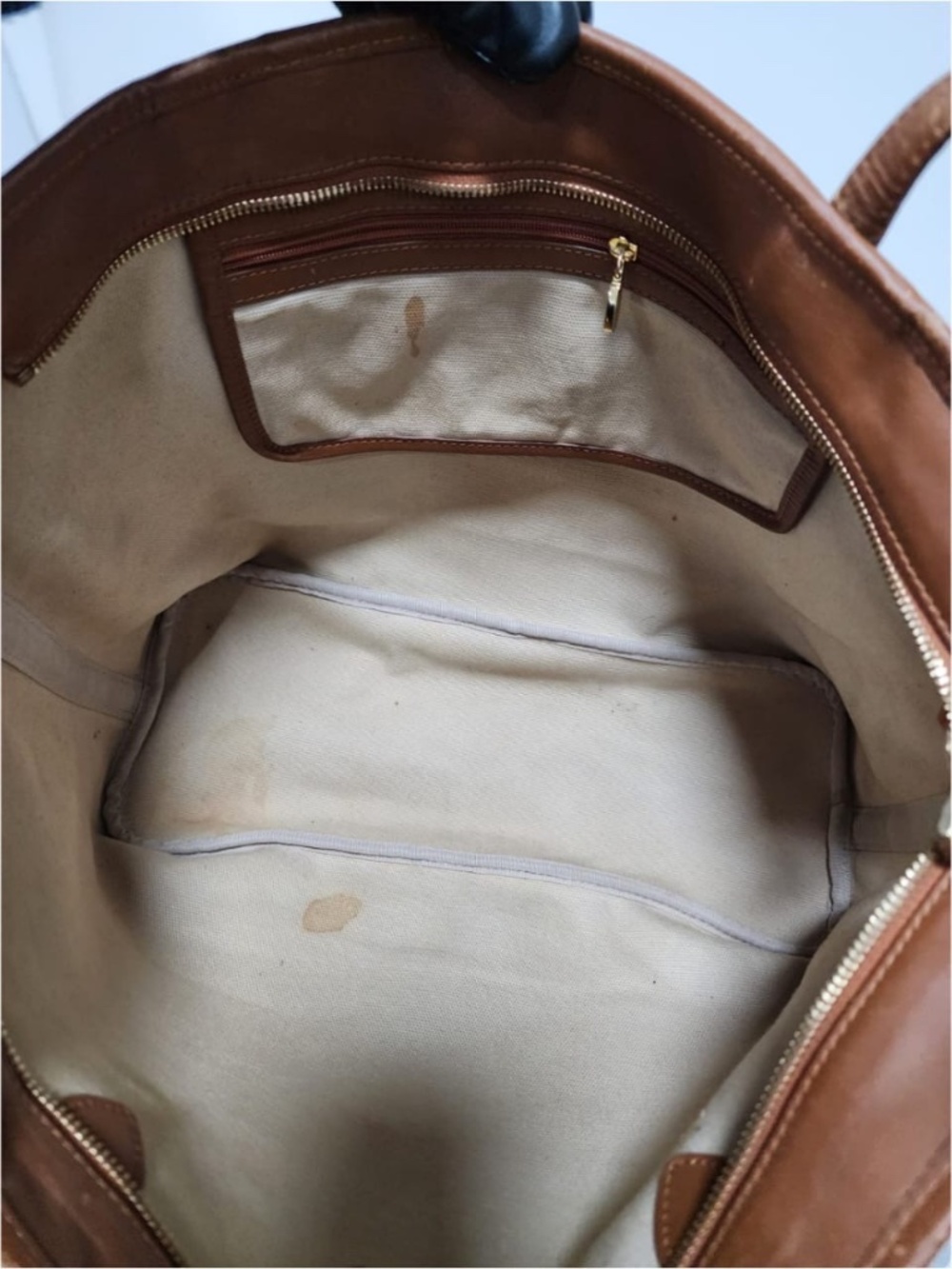 Authentic MCM Visetos Striped Shopper Tote Bag Cognac - Picture 6 of 14